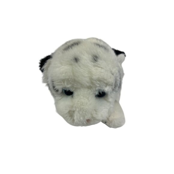 Stuffed White Tiger Plush Toy With Black Stripes and Blue Eyes Baby - Picture 2 of 9